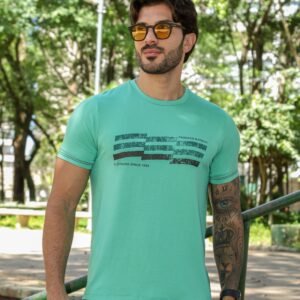Camiseta Masculina Gola Careca com punho viscose Moda Rat Boy 633